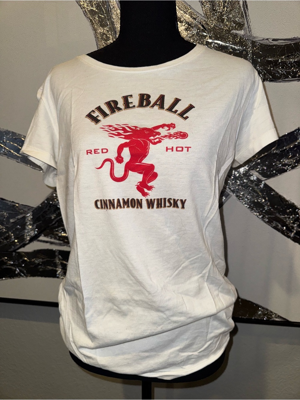 🔥 Fireball Whiskey White T-Shirt with Red Graphic